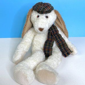 VERY RARE VTG 1993 Mary Meyer Puppy Dog Plaid Hat Scarf 19" Plush Stuffed Animal